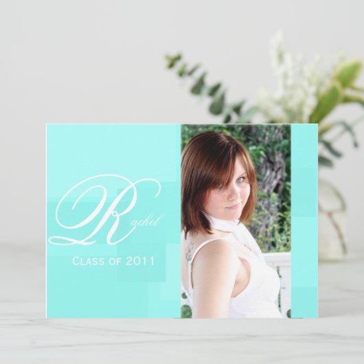 Aankondiging Afstuderen Turquoise Color Block (Staand voorkant)