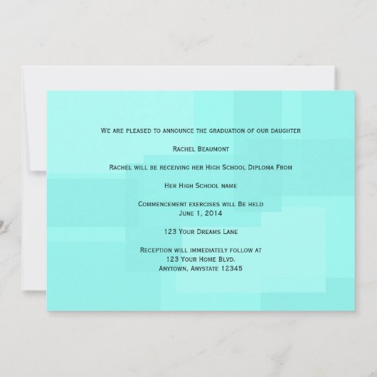 Aankondiging Afstuderen Turquoise Color Block (Achterkant)