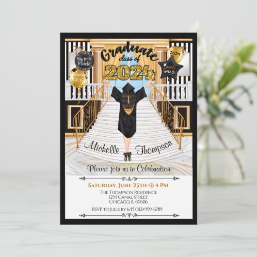 Aankondiging afstuderen uitnodiging (Staand voorkant)