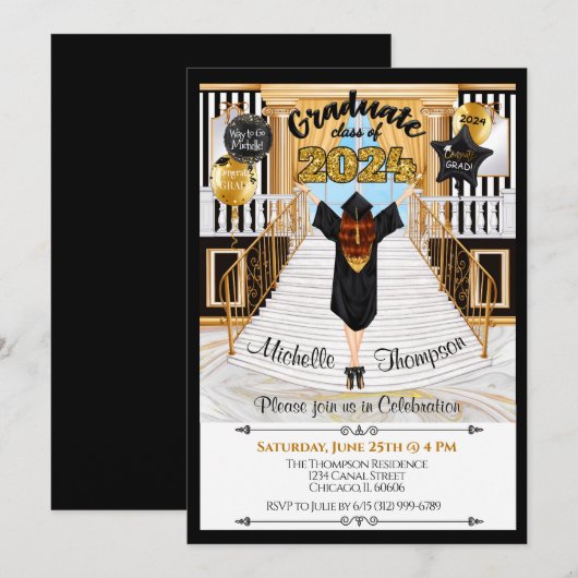 Aankondiging afstuderen uitnodiging (Voorkant / Achterkant)