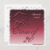 Aankondiging afstuderen, uitnodiging Burgandy (Voorkant / Achterkant)