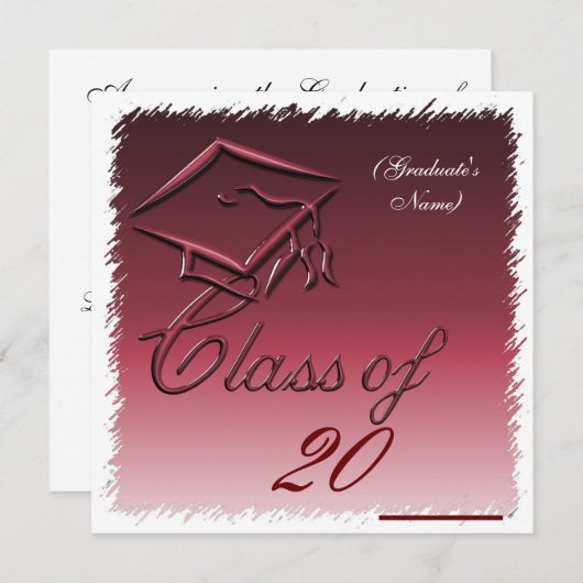 Aankondiging afstuderen, uitnodiging Burgandy (Voorkant / Achterkant)