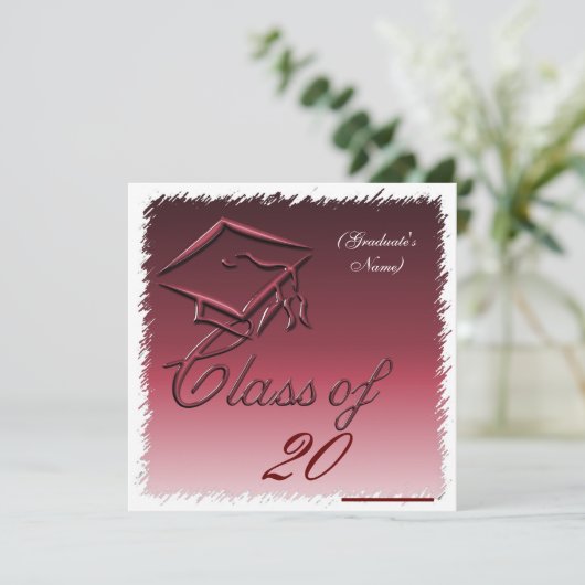 Aankondiging afstuderen, uitnodiging Burgandy (Staand voorkant)