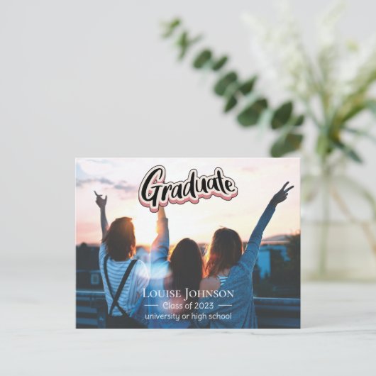 Aankondiging afstuderen van 2023 briefkaart (Staand voorkant)