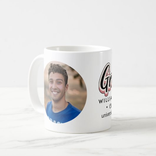 Aankondiging afstuderen van 2023 koffiemok (Voorkant links)