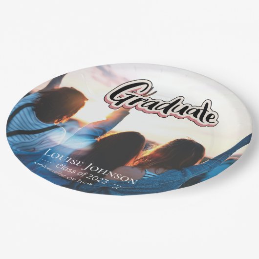 Aankondiging afstuderen van 2023 papieren bordje (Gekanteld)