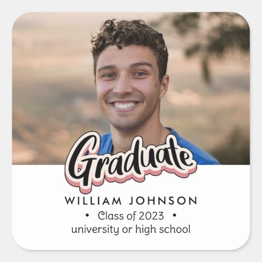 Aankondiging afstuderen van 2023 vierkante sticker (Voorkant)