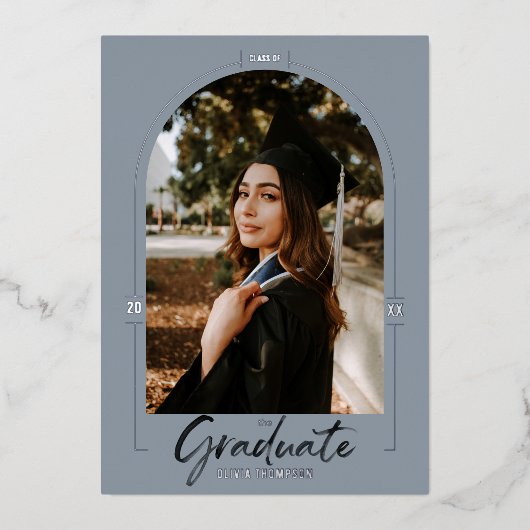 Aankondiging Afstuderen van Arch Silv Folie Uitnod (Voorkant)