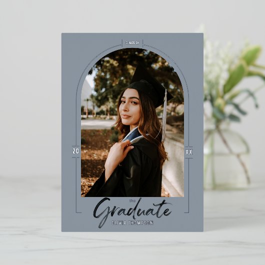 Aankondiging Afstuderen van Arch Silv Folie Uitnod (Staand Voorkant)