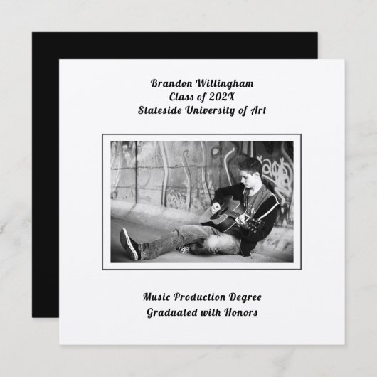 Aankondiging Afstuderen van Black n White Son's (Voorkant / Achterkant)