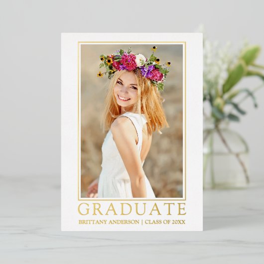 Aankondiging Afstuderen van de Moderne Gold Foil F (Staand Voorkant)