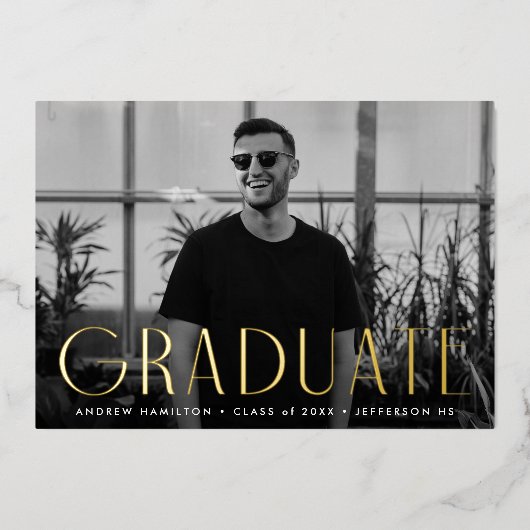 Aankondiging Afstuderen van de Moderne Gold Foil F (Voorkant)