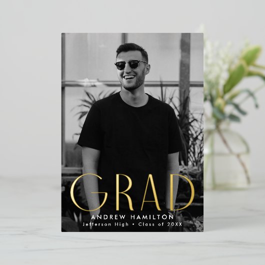 Aankondiging Afstuderen van de Moderne Gold Foil F (Staand Voorkant)