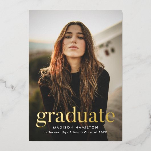 Aankondiging Afstuderen van de Moderne Gold Foil F (Voorkant)