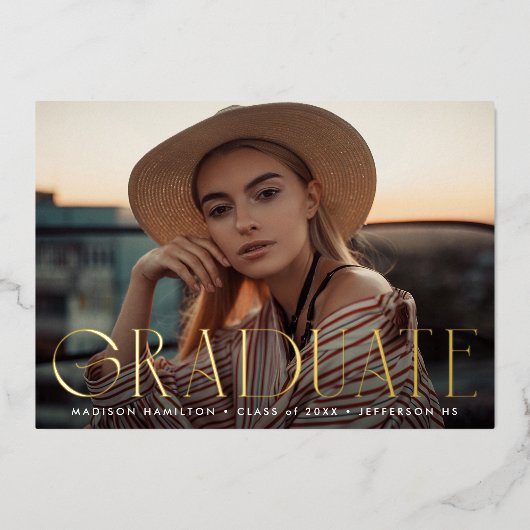 Aankondiging Afstuderen van de Moderne Gold Foil F (Voorkant)