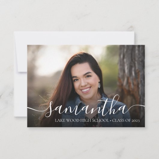 Aankondiging Afstuderen van Elegant Script-foto (Voorkant)