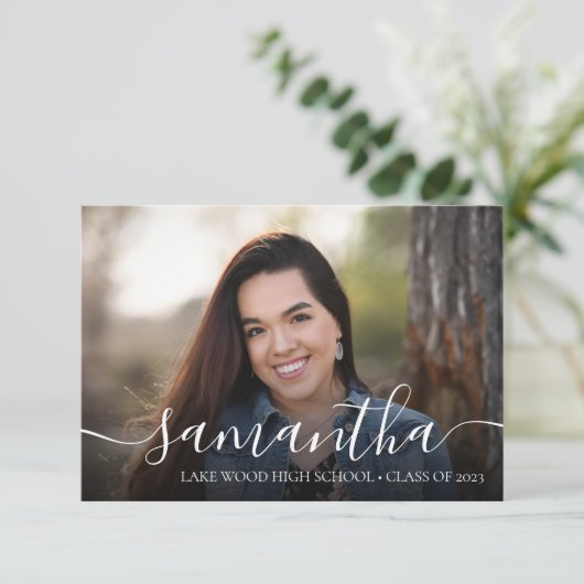 Aankondiging Afstuderen van Elegant Script-foto (Staand voorkant)