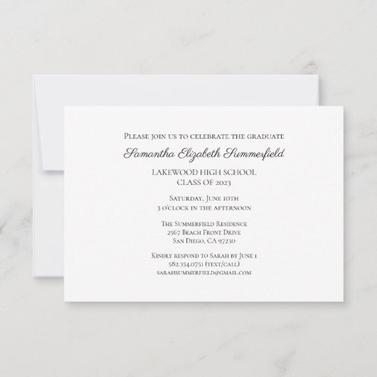 Aankondiging Afstuderen van Elegant Script-foto (Achterkant)