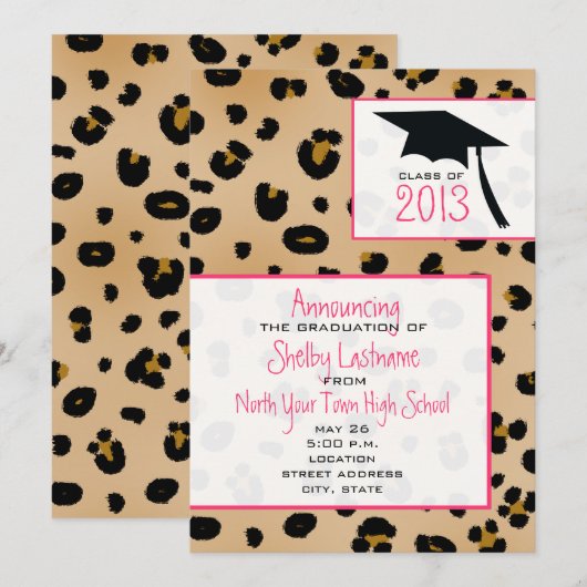 Aankondiging Afstuderen van Leopard Print 2013 (Voorkant / Achterkant)