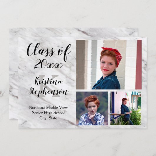 Aankondiging Afstuderen van Marble 3 Photo School (Voorkant / Achterkant)