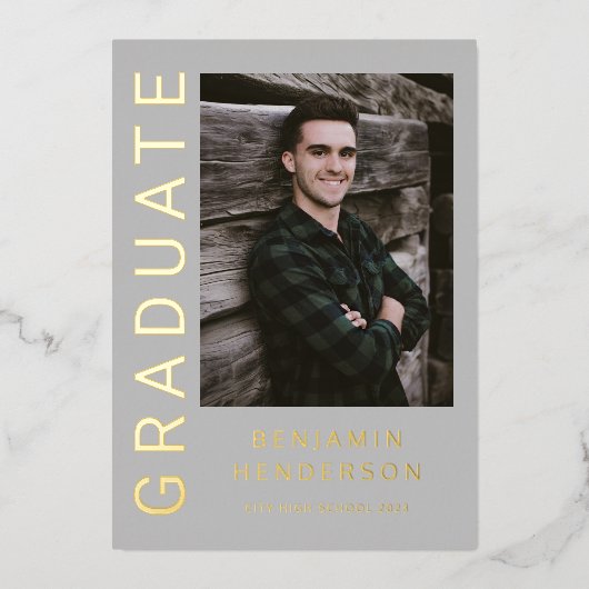 Aankondiging Afstuderen van Modern Boy Foto Gold F (Voorkant)