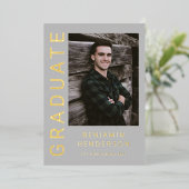 Aankondiging Afstuderen van Modern Boy Foto Gold F (Staand Voorkant)