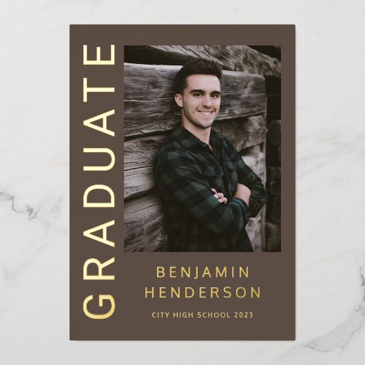 Aankondiging Afstuderen van Modern Boy Foto Gold F (Voorkant)