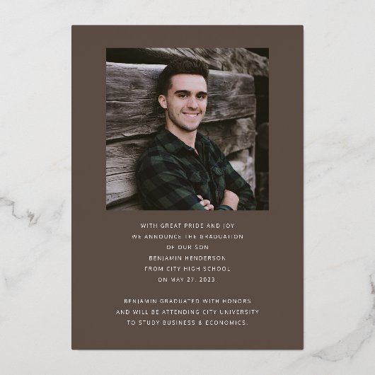 Aankondiging Afstuderen van Modern Boy Foto Gold F (Achterkant)