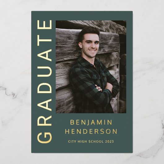 Aankondiging Afstuderen van Modern Boy Foto Gold F (Voorkant)