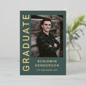 Aankondiging Afstuderen van Modern Boy Foto Gold F (Staand Voorkant)