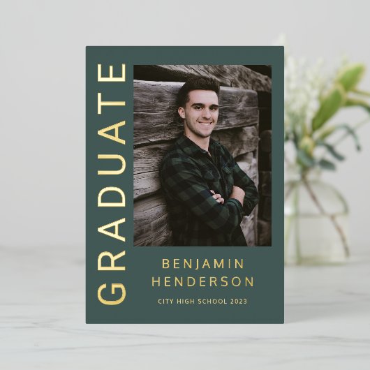 Aankondiging Afstuderen van Modern Boy Foto Gold F (Staand Voorkant)