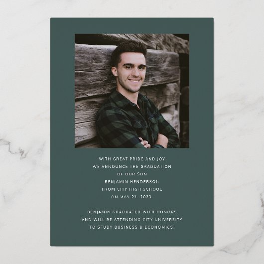 Aankondiging Afstuderen van Modern Boy Foto Gold F (Achterkant)