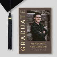 Aankondiging Afstuderen van Modern Boy Foto Gold F