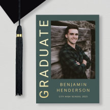 Aankondiging Afstuderen van Modern Boy Foto Gold F