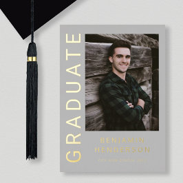 Aankondiging Afstuderen van Modern Boy Foto Gold F