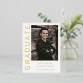 Aankondiging Afstuderen van Modern Boy Foto Gold F (Staand Voorkant)