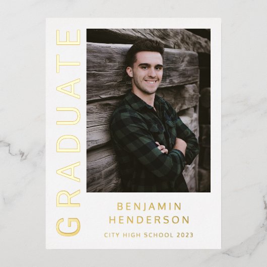 Aankondiging Afstuderen van Modern Boy Foto Gold F (Voorkant)