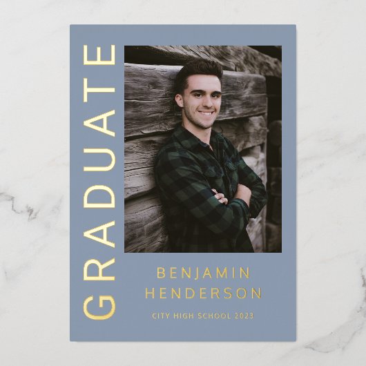 Aankondiging Afstuderen van Modern Boy Foto Gold F (Voorkant)