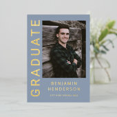 Aankondiging Afstuderen van Modern Boy Foto Gold F (Staand Voorkant)