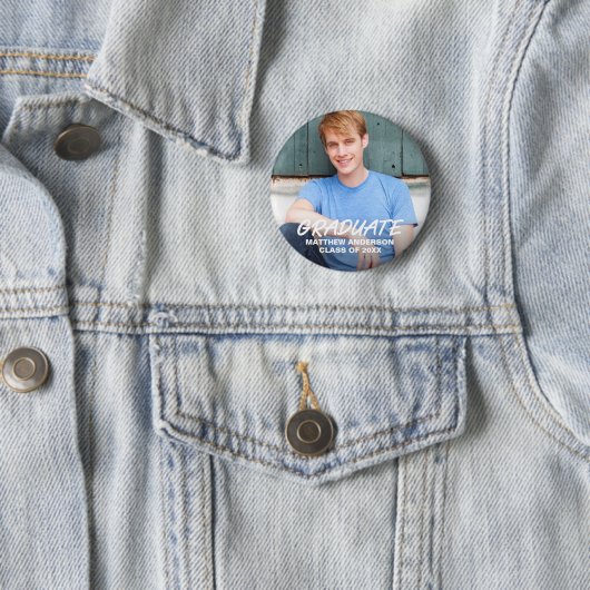 Aankondiging Afstuderen van Modern Cool Foto Ronde Ronde Button 5,7 Cm (In situ)