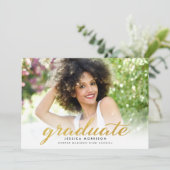 Aankondiging Afstuderen van modern Gold Script 202 (Staand voorkant)