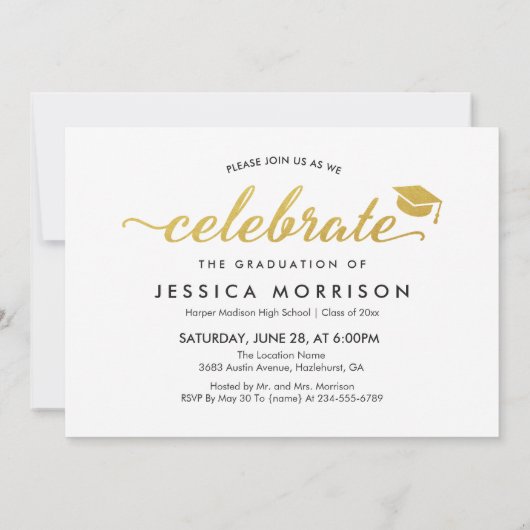 Aankondiging Afstuderen van modern Gold Script 202 (Achterkant)