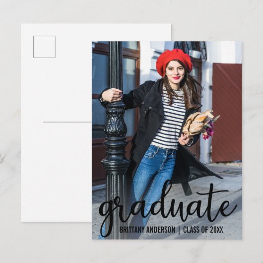 Aankondiging Afstuderen van modern script Foto (Voorkant / Achterkant)