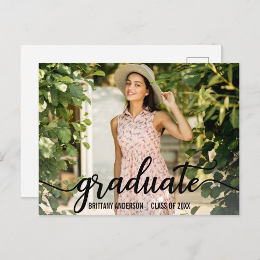 Aankondiging Afstuderen van modern script Foto (Voorkant / Achterkant)