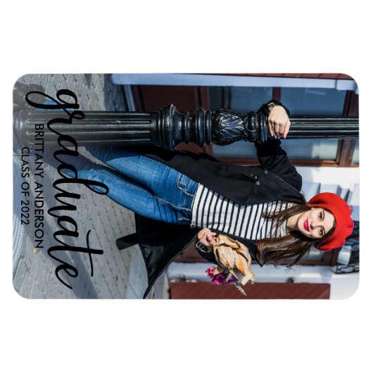 Aankondiging Afstuderen van modern script Foto Magneet (Horizontaal)