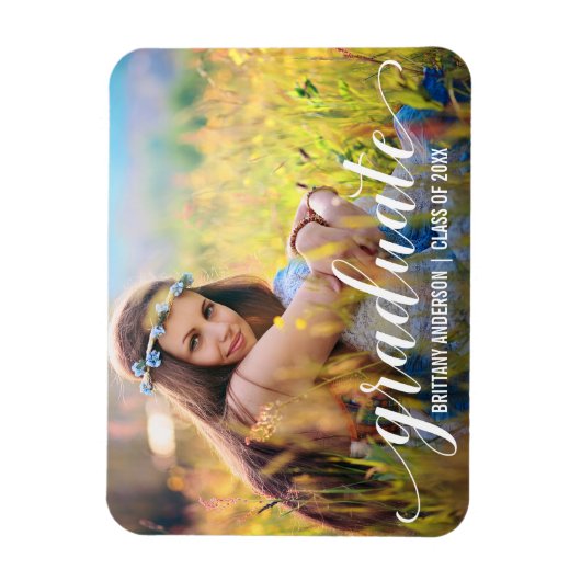 Aankondiging Afstuderen van modern script Foto Magneet (Verticaal)