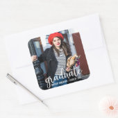Aankondiging Afstuderen van modern script Foto Vierkante Sticker (Envelop)
