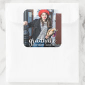 Aankondiging Afstuderen van modern script Foto Vierkante Sticker (Tas)