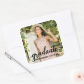 Aankondiging Afstuderen van modern script Foto Vierkante Sticker (Envelop)