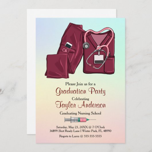 Aankondiging Afstuderen van Scrub Nursing School (Voorkant / Achterkant)